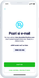 Obrazovka s aplikáciou Radosť - pozri mail