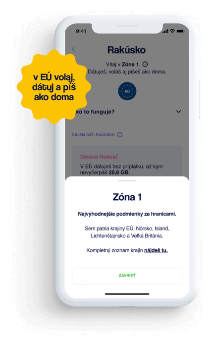 Obrazovka s nastaveniami roamingu